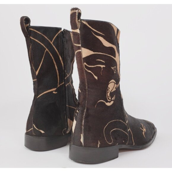 Y2K Valentino Mens 42 US 9 boots tiger face calk skin fur - Picture 6 of 11